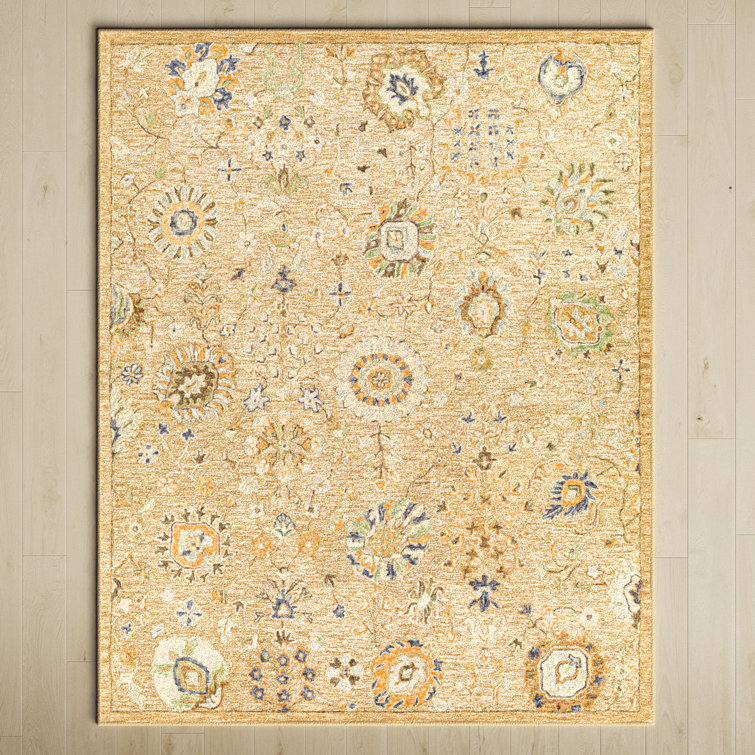 Conroe Handmade Wool Beige/Blue/Green Rug Birch Lane